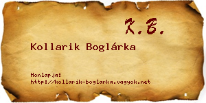 Kollarik Boglárka névjegykártya